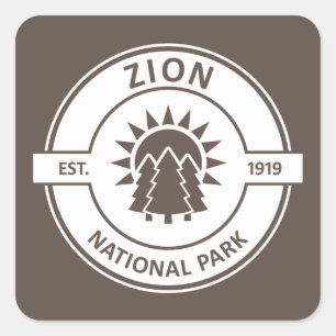 Zion National Park Sun Trees Quadratischer Aufkleber