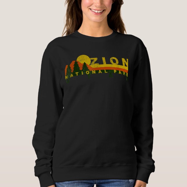 Zion National Park Sunny Mountain Treeline Sweatshirt (Vorderseite)