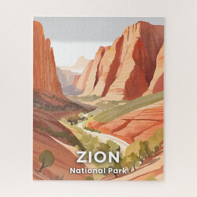 Zion National Park | Travel Watercolor Valley (Vertikal)