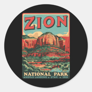 Zion National Park Utah Angels Landing Vintage Wan Runder Aufkleber