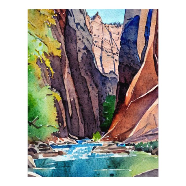 Zion National Park Utah Die Pfeile nach Wasserfarb Fotodruck (Vorne)