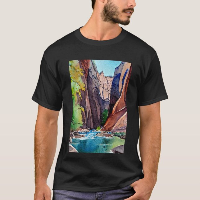Zion National Park Utah Die Pfeile nach Wasserfarb T-Shirt (Vorderseite)