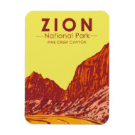 Zion National Park Utah Pine Creek Canyon Vintag Magnet