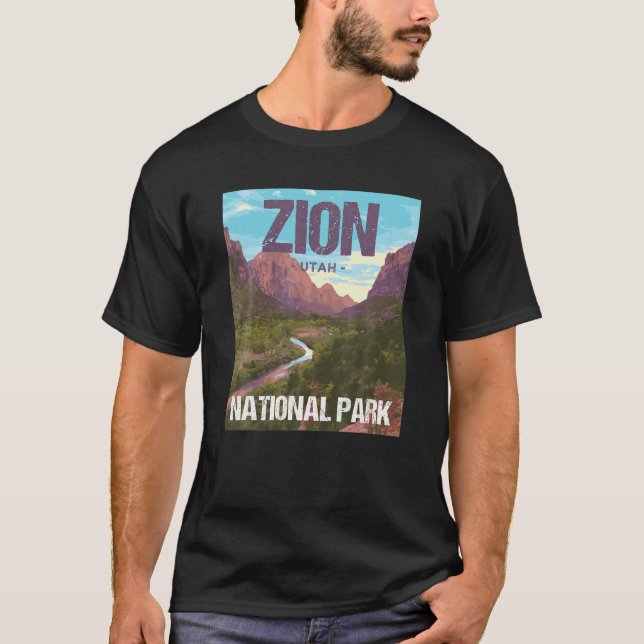 Zion National Park Utah Poster Design T-Shirt (Vorderseite)