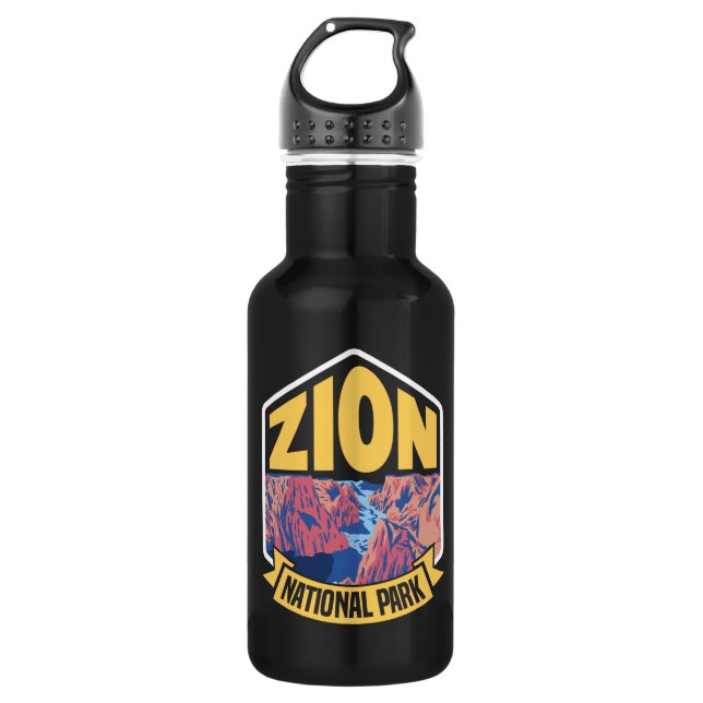 Zion National Park Utah Retro Edelstahlflasche (Vorderseite)