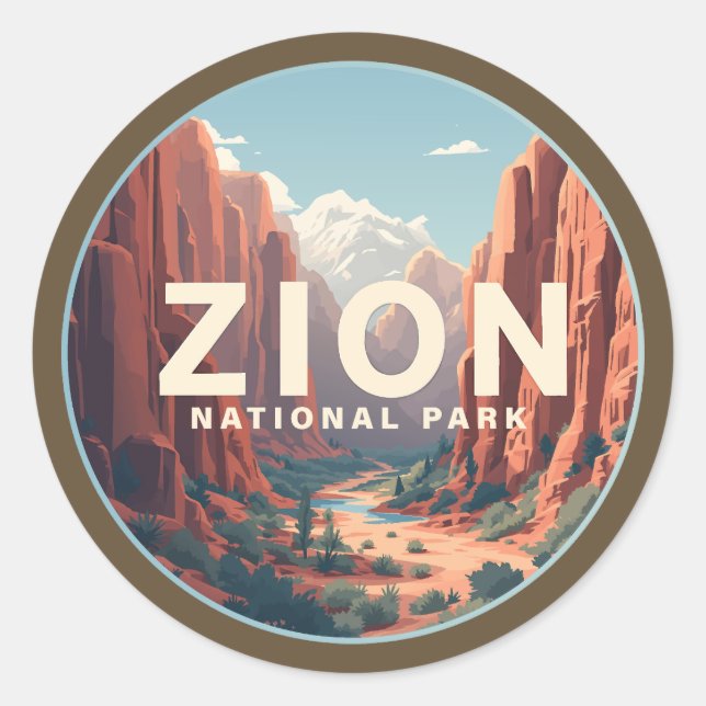 Zion National Park Utah Runder Aufkleber (Vorderseite)