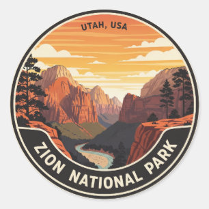 Zion National Park Utah Runder Aufkleber