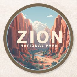 Zion National Park Utah Runder Pappuntersetzer