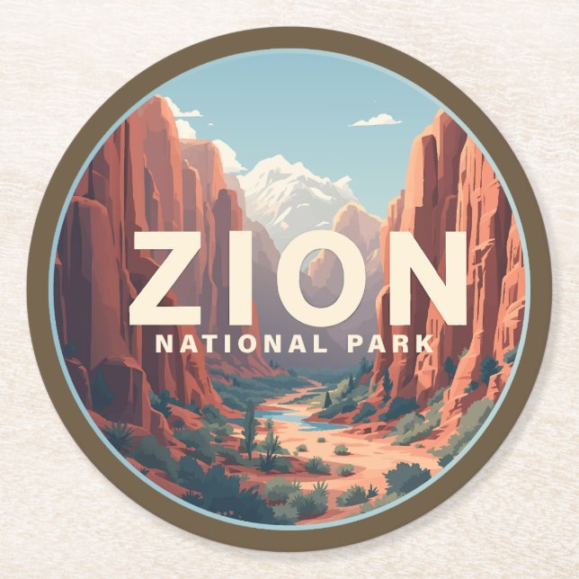 Zion National Park Utah Runder Pappuntersetzer (Vorderseite)