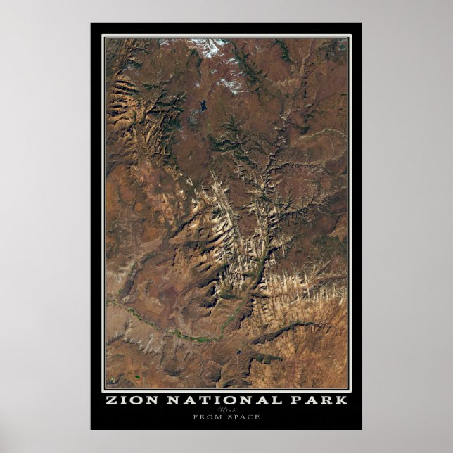 Zion National Park Utah Satellite Poster Carte (Devant)
