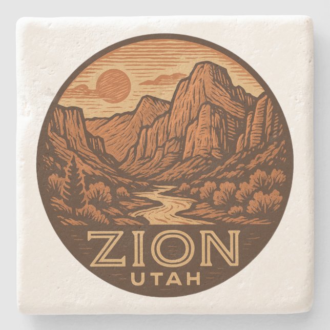 Zion National Park Utah Stone Untersetzer (Vorderseite)