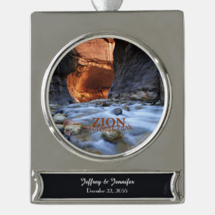 Zion National Park Utah, The Narrows, Banner-Ornament Silber