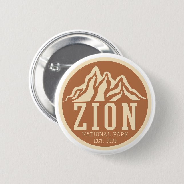 Zion National Park Utah USA Outdoors Retro Button (Vorne & Hinten)