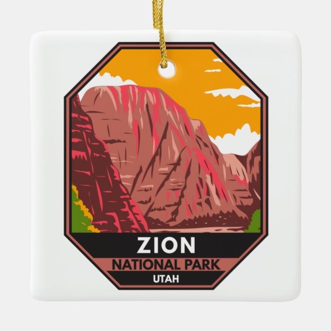 Zion National Park Utah Vintag Keramikornament (Vorderseite)