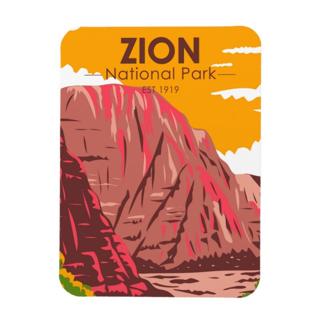 Zion National Park Utah Vintag Magnet (Vertikal)