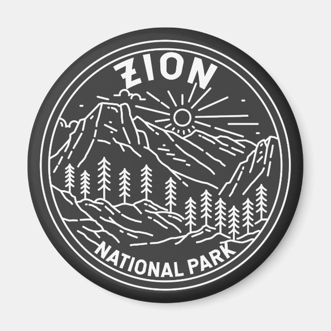Zion National Park Utah Vintag Monoline Magnet (Vorne)