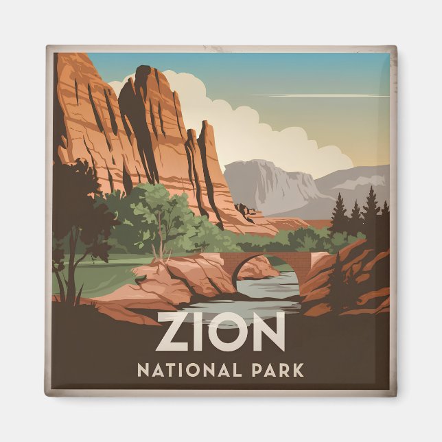 Zion National Park Vintag Magnet (Vorne)