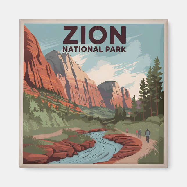 Zion National Park Vintag Magnet (Vorne)