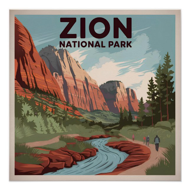 Zion National Park Vintag Poster (Vorderseite)