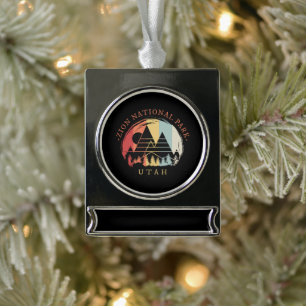 Zion National Park Vintage Banner-Ornament Silber