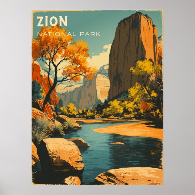Zion National Park Vintage Travel Poster (Vorne)