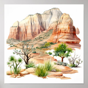 Zion National Park Wasserfarben-Malplakat Poster