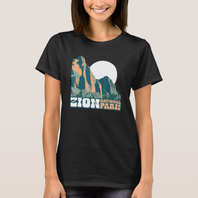 Zion National Park WPA Poster Style Graphic Utah T-Shirt (Vorderseite)