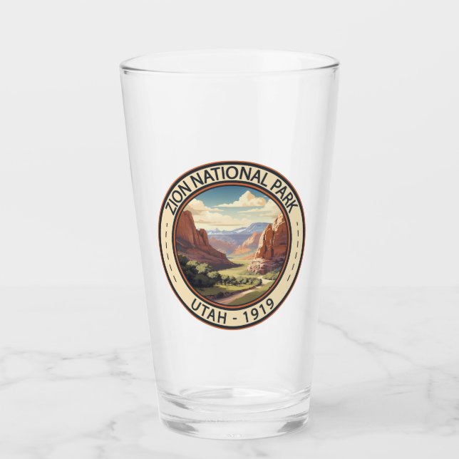 Zion Nationalpark Illustration Reisen Kunst, Dicht Glas (Vorderseite)