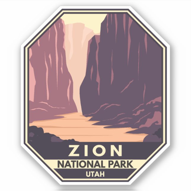 Zion Nationalpark Narrows Retro Aufkleber (Vorderseite)