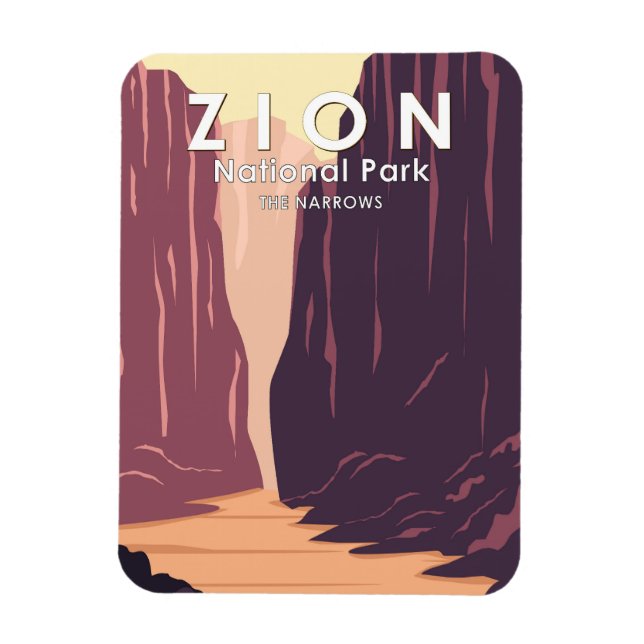 Zion Nationalpark Narrows Retro Magnet (Vertikal)