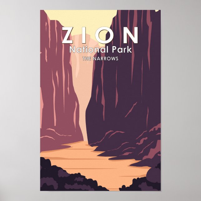 Zion Nationalpark Narrows Retro Poster (Vorne)