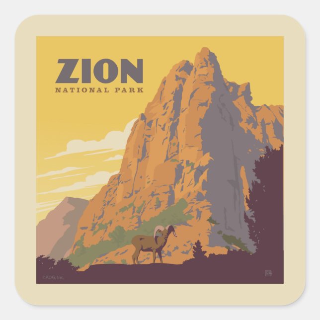 Zion-Nationalpark | Ram Quadratischer Aufkleber (Vorderseite)