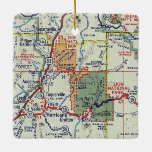 Zion Nationalpark Retro Karte Keramikornament