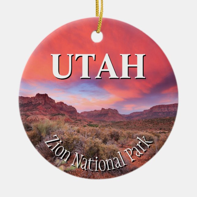 Zion Nationalpark-Sonnenuntergang Keramik Ornament (Vorne)