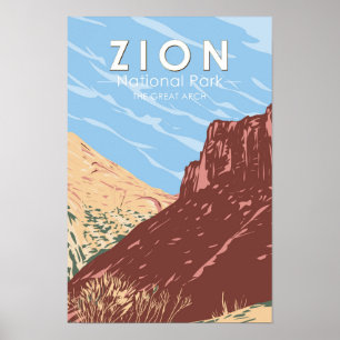 Zion Nationalpark Utah Der Große Bogen Vintag Poster