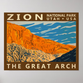Zion Nationalpark Utah Der Große Pfeil 2 Vintag Poster