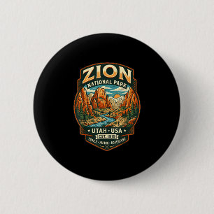 Zion Nationalpark Utah Retro-Canyon-Wanderung Button