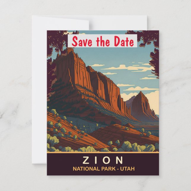 Zion, Nationalpark Utah, Travel Postcard Save The Date (Vorderseite)