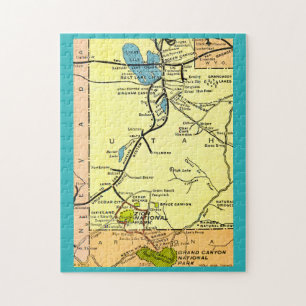 Zion Park Grand Canyon 11x14 Vintage-Kartenpuzzle
