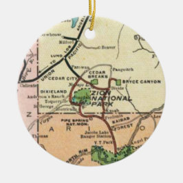 Zion Park Vintage Map  Keramik Ornament