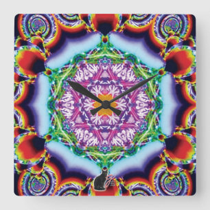 Zionesque Kaleidoscope Quadratische Wanduhr