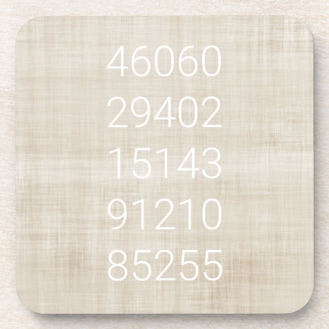 Zip-Codeverlauf Neue Zuhause Personalisiert Beige  Getränkeuntersetzer (Vorderseite)