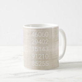 Zip-Codeverlauf Neue Zuhause Personalisiert Beige Kaffeetasse