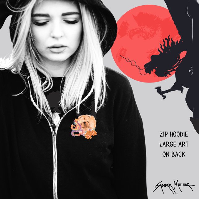 ZIP FRONT HOODIE JAHR DES DRAGONS - HUND WÄHLEN (Zippered hoodie has small artwork on front and large art on back)