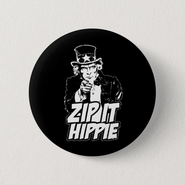 Zip it Hippie Button (Vorderseite)