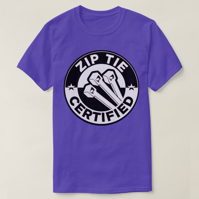 Zip Krawatte zertifizierter Aufkleber Funny Techni T-Shirt (Design vorne)