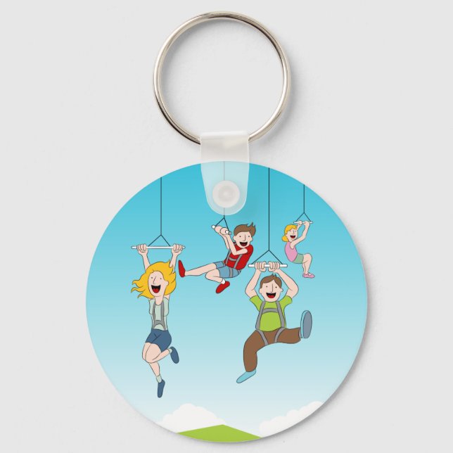 Zip-Line-Fahrer Schlüsselanhänger (Vorderseite)