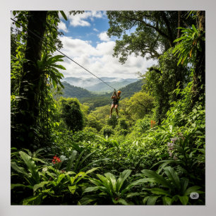 Zip-Lining Jungle Canopy Poster
