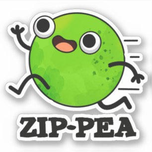Zip-pea Funny Zippy Pea Pun Aufkleber