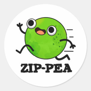 Zip-pea Funny Zippy Pea Pun Runder Aufkleber